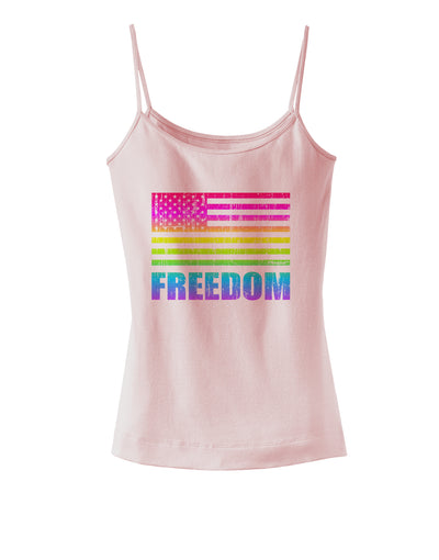 American Pride - Rainbow Flag - Freedom Spaghetti Strap Tank-Womens Spaghetti Strap Tanks-TooLoud-SoftPink-X-Small-Davson Sales