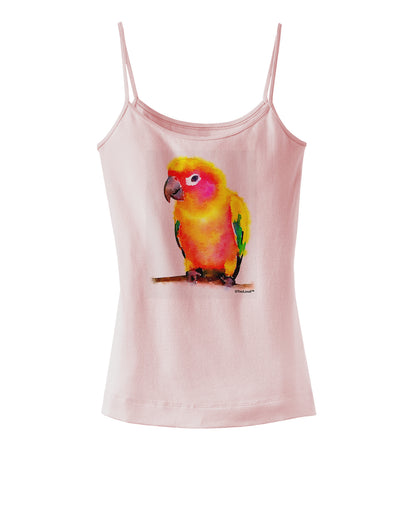 Sun Conure Parrot Watercolor Spaghetti Strap Tank-Womens Spaghetti Strap Tanks-TooLoud-SoftPink-X-Small-Davson Sales