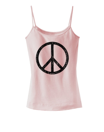 Peace Sign Symbol - Distressed Spaghetti Strap Tank-Womens Spaghetti Strap Tanks-TooLoud-SoftPink-X-Small-Davson Sales