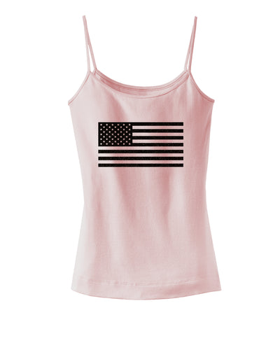 American Flag Glitter - Black Spaghetti Strap Tank-Womens Spaghetti Strap Tanks-TooLoud-SoftPink-X-Small-Davson Sales