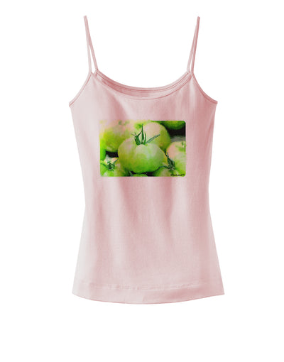 Watercolor Green Tomatoes Spaghetti Strap Tank-Womens Spaghetti Strap Tanks-TooLoud-SoftPink-X-Small-Davson Sales