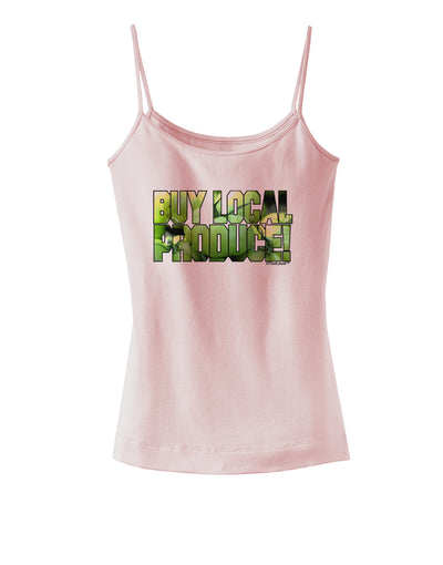 Buy Local - Green Tomatoes Text Spaghetti Strap Tank-Womens Spaghetti Strap Tanks-TooLoud-SoftPink-X-Small-Davson Sales