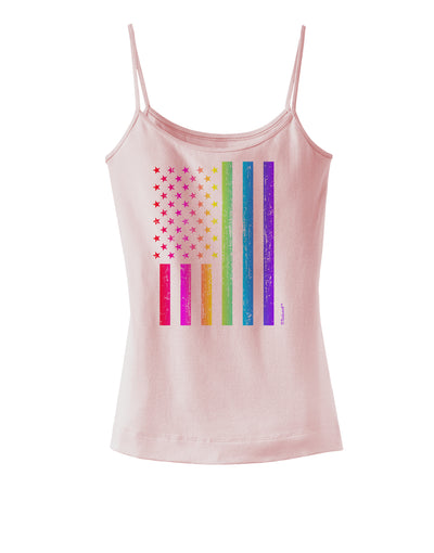 American Pride - Rainbow Flag Spaghetti Strap Tank-Womens Spaghetti Strap Tanks-TooLoud-SoftPink-X-Small-Davson Sales