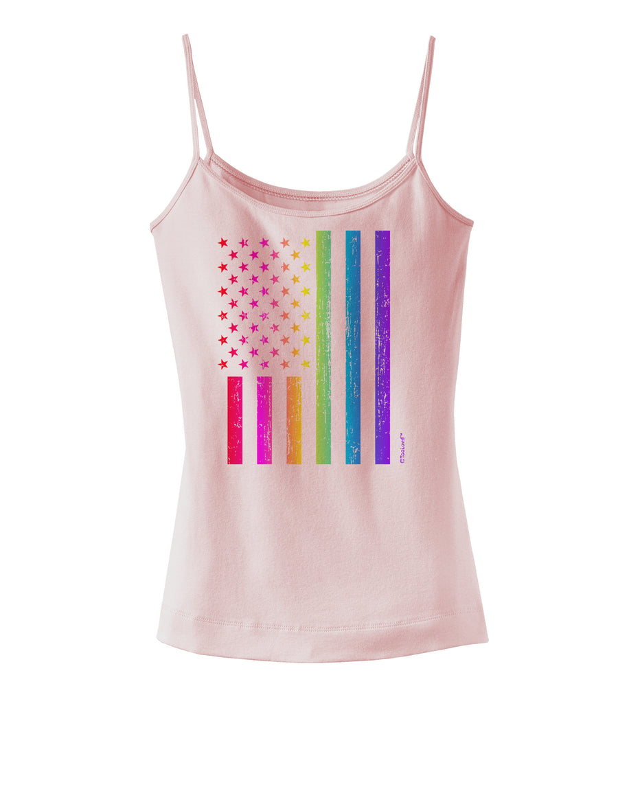 American Pride - Rainbow Flag Spaghetti Strap Tank-Womens Spaghetti Strap Tanks-TooLoud-White-X-Small-Davson Sales