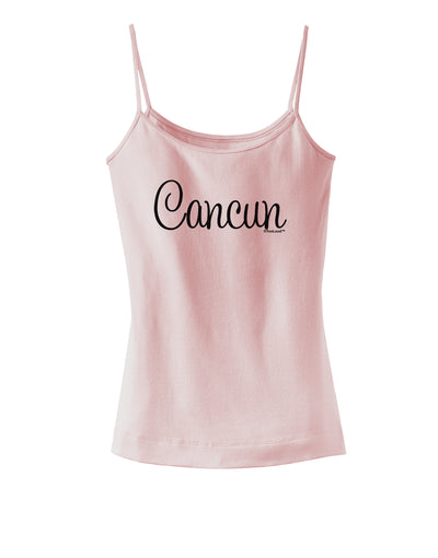 Cancun Mexico - Script Text Spaghetti Strap Tank-Womens Spaghetti Strap Tanks-TooLoud-SoftPink-X-Small-Davson Sales