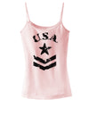USA Military Star Stencil Logo Spaghetti Strap Tank-Womens Spaghetti Strap Tanks-TooLoud-SoftPink-X-Small-Davson Sales