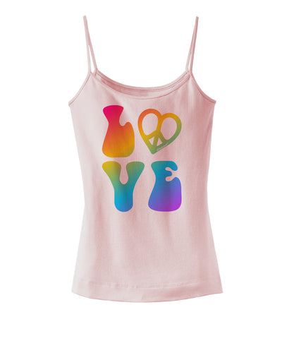 Peace and Love - Peace Heart Love Spaghetti Strap Tank-Womens Spaghetti Strap Tanks-TooLoud-SoftPink-X-Small-Davson Sales