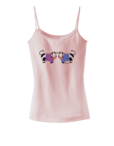 Cute Pair of Sweater Cows Spaghetti Strap Tank-Womens Spaghetti Strap Tanks-TooLoud-SoftPink-X-Small-Davson Sales