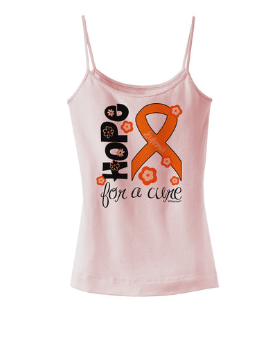 Hope for a Cure - Orange Ribbon Leukemia - Flowers Spaghetti Strap Tank-Womens Spaghetti Strap Tanks-TooLoud-SoftPink-X-Small-Davson Sales