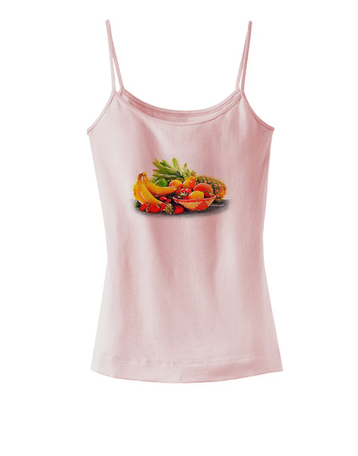 TooLoud Watercolor Fruit Bowl 1 Spaghetti Strap Tank-Womens Spaghetti Strap Tanks-TooLoud-SoftPink-X-Small-Davson Sales