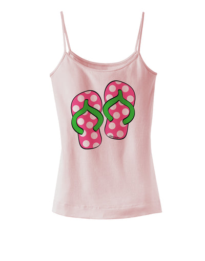 Cute Polka Dot Flip Flops - Pink and Green Spaghetti Strap Tank-Womens Spaghetti Strap Tanks-TooLoud-SoftPink-X-Small-Davson Sales