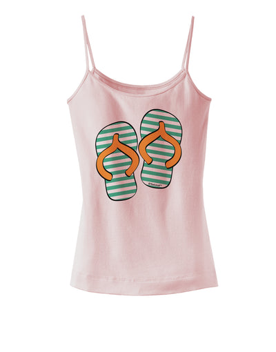 Striped Flip Flops - Teal and Orange Spaghetti Strap Tank-Womens Spaghetti Strap Tanks-TooLoud-SoftPink-X-Small-Davson Sales