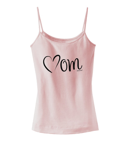 Mom with Brushed Heart Design Spaghetti Strap Tank  by TooLoud