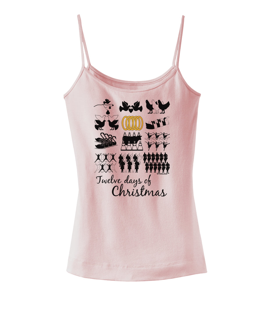 12 Days of Christmas Text Color Spaghetti Strap Tank