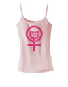 Pink Distressed Feminism Symbol Spaghetti Strap Tank-Womens Spaghetti Strap Tanks-TooLoud-SoftPink-X-Small-Davson Sales