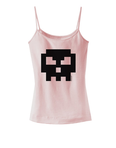 Retro 8-Bit Skull Spaghetti Strap Tank-Womens Spaghetti Strap Tanks-TooLoud-SoftPink-X-Small-Davson Sales