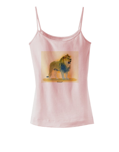 Lion Watercolor 1 Spaghetti Strap Tank-Womens Spaghetti Strap Tanks-TooLoud-SoftPink-X-Small-Davson Sales