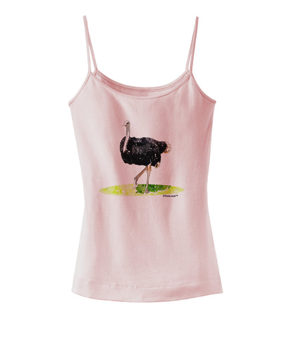 Ostrich Watercolor Spaghetti Strap Tank-Womens Spaghetti Strap Tanks-TooLoud-SoftPink-X-Small-Davson Sales