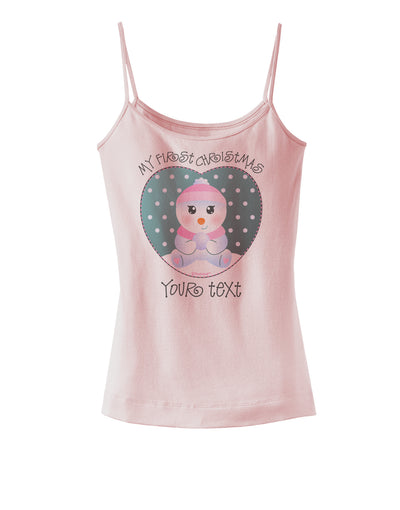 Personalized My First Christmas Snowbaby Girl Spaghetti Strap Tank-Womens Spaghetti Strap Tanks-TooLoud-SoftPink-X-Small-Davson Sales