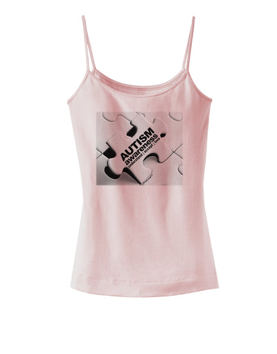 Autism Awareness - Puzzle Black & White Spaghetti Strap Tank-Womens Spaghetti Strap Tanks-TooLoud-SoftPink-X-Small-Davson Sales