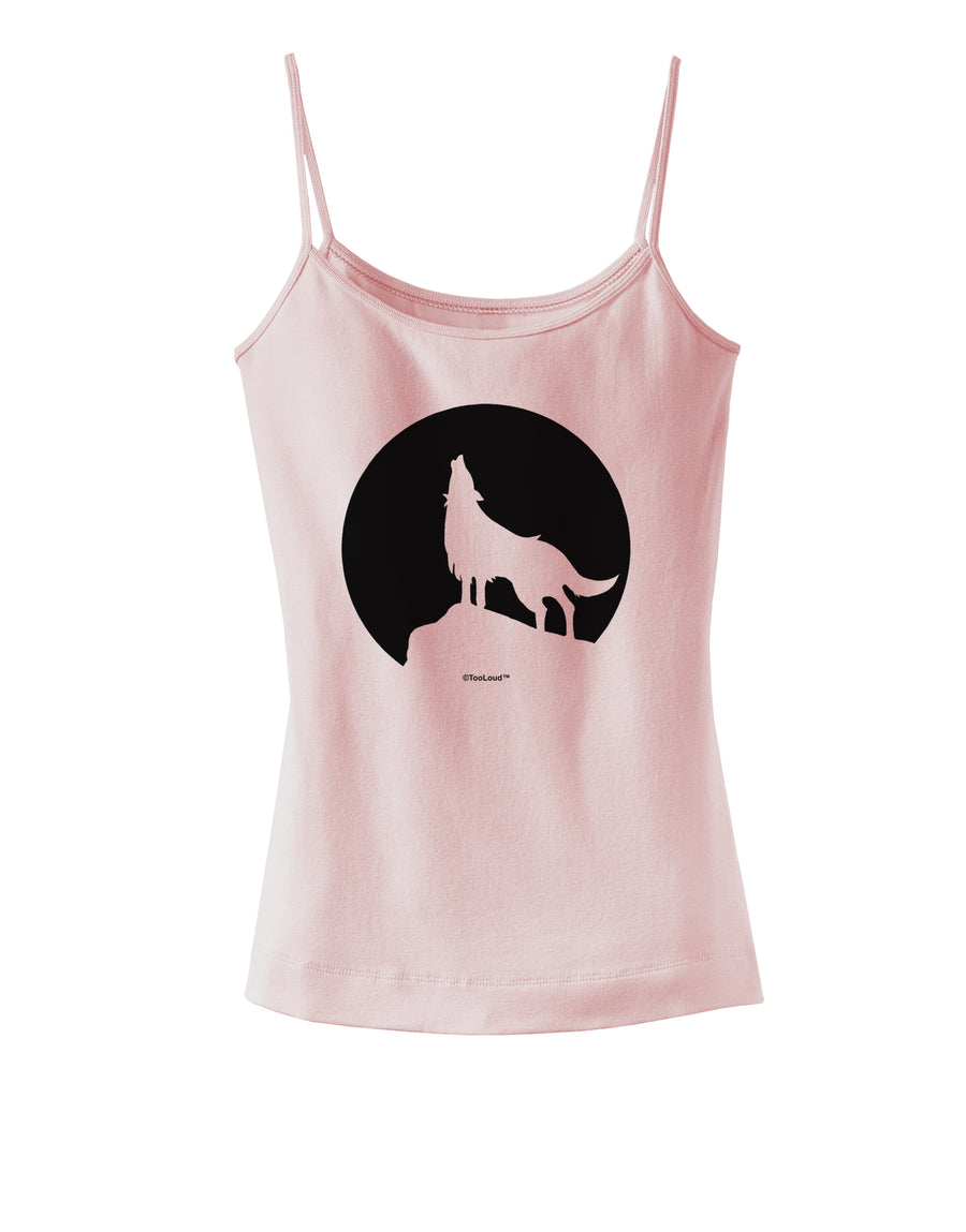 Wolf Howling at the Moon - Design #1 Spaghetti Strap Tank by TooLoud-Womens Spaghetti Strap Tanks-TooLoud-White-X-Small-Davson Sales