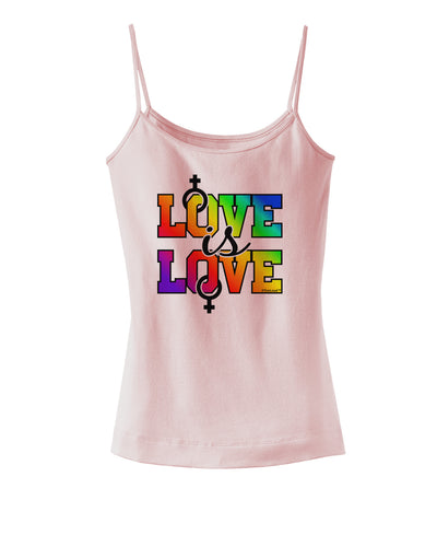 Love Is Love Lesbian Pride Spaghetti Strap Tank-Womens Spaghetti Strap Tanks-TooLoud-SoftPink-X-Small-Davson Sales