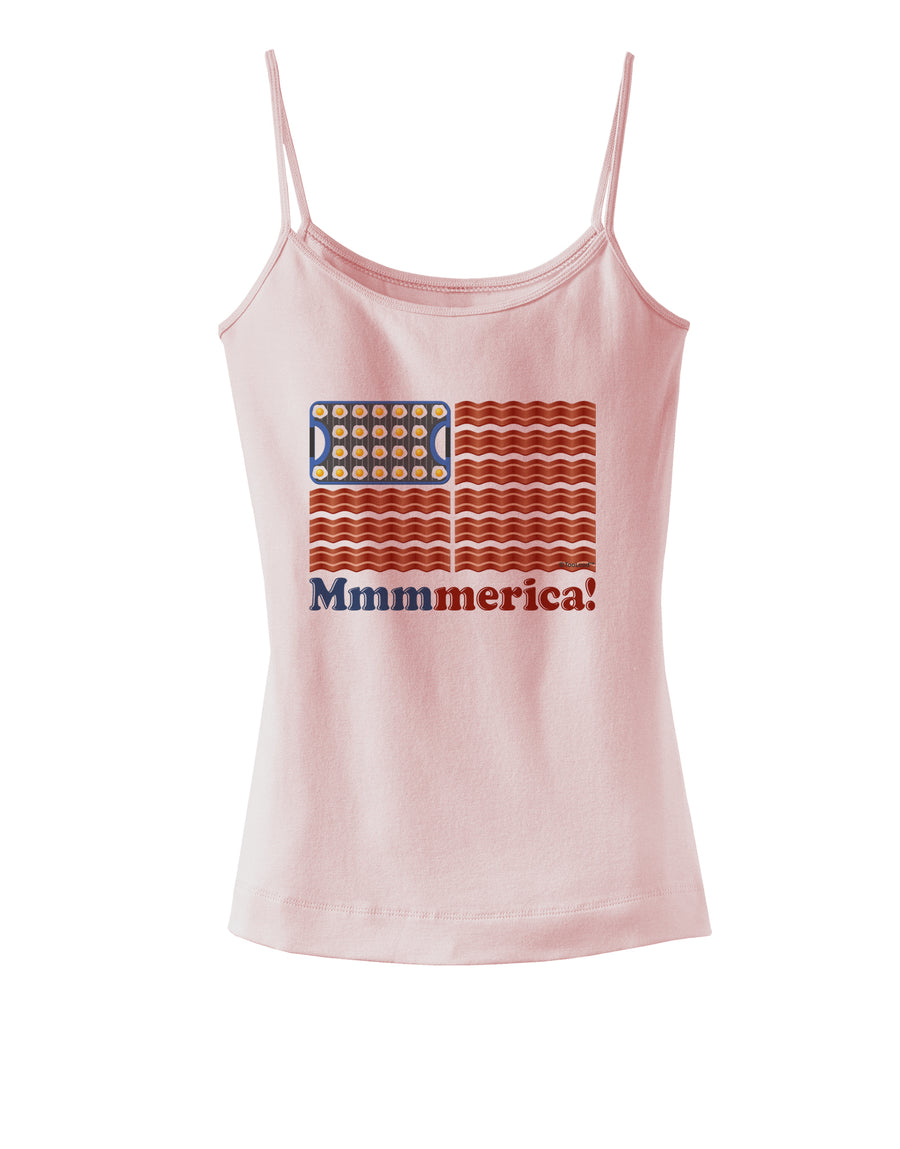 American Breakfast Flag - Bacon and Eggs - Mmmmerica Spaghetti Strap Tank-Womens Spaghetti Strap Tanks-TooLoud-White-X-Small-Davson Sales