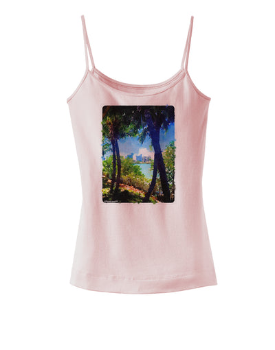 TooLoud Tropical Skyline Spaghetti Strap Tank-Womens Spaghetti Strap Tanks-TooLoud-SoftPink-X-Small-Davson Sales