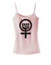 Distressed Feminism Symbol Spaghetti Strap Tank-Womens Spaghetti Strap Tanks-TooLoud-SoftPink-X-Small-Davson Sales