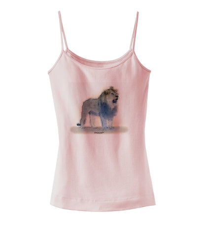 Lion Watercolor B Spaghetti Strap Tank-Womens Spaghetti Strap Tanks-TooLoud-SoftPink-X-Small-Davson Sales