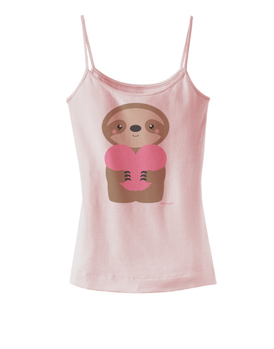 Cute Valentine Sloth Holding Heart Spaghetti Strap Tank by TooLoud-Womens Spaghetti Strap Tanks-TooLoud-SoftPink-X-Small-Davson Sales