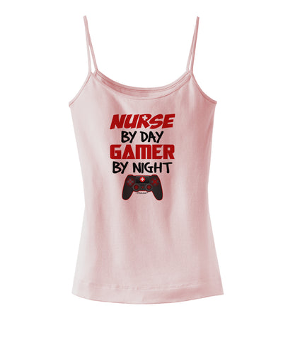 Nurse By Day Gamer By Night Spaghetti Strap Tank-Womens Spaghetti Strap Tanks-TooLoud-SoftPink-X-Small-Davson Sales