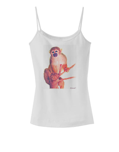 Monkey in Tree Watercolor Spaghetti Strap Tank-Womens Spaghetti Strap Tanks-TooLoud-White-X-Small-Davson Sales