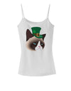 Leprechaun Disgruntled Cat Spaghetti Strap Tank-Womens Spaghetti Strap Tanks-TooLoud-White-X-Small-Davson Sales