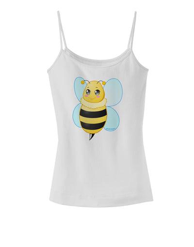 Cute Bee Spaghetti Strap Tank-Womens Spaghetti Strap Tanks-TooLoud-White-X-Small-Davson Sales