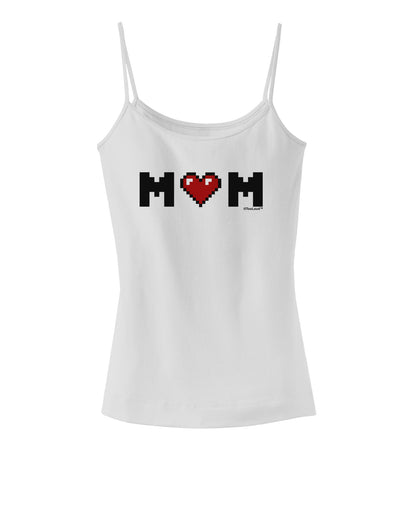 Mom Pixel Heart Spaghetti Strap Tank-Womens Spaghetti Strap Tanks-TooLoud-White-X-Small-Davson Sales