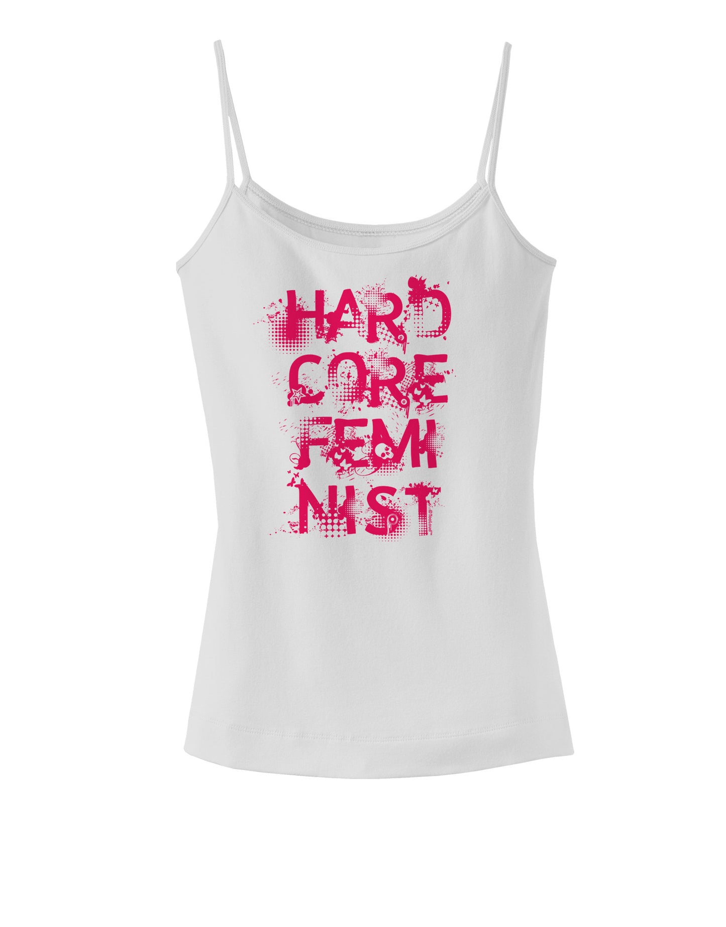 Hardcore Feminist - Pink Spaghetti Strap Tank-Womens Spaghetti Strap Tanks-TooLoud-White-X-Small-Davson Sales