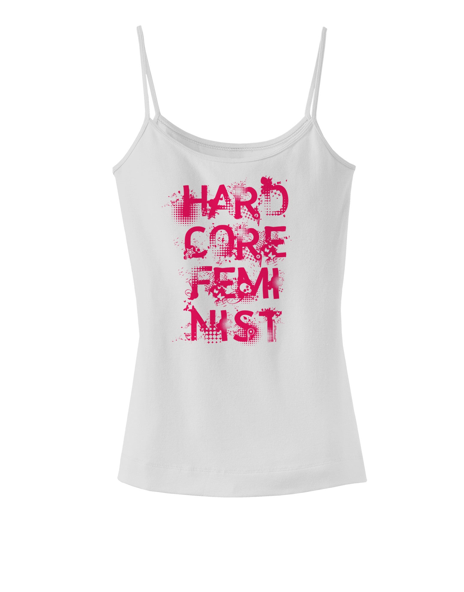 Hardcore Feminist - Pink Spaghetti Strap Tank-Womens Spaghetti Strap Tanks-TooLoud-White-X-Small-Davson Sales