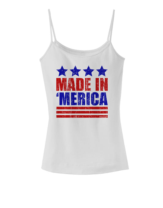 Made in Merica - Stars and Stripes Color Design Spaghetti Strap Tank-Womens Spaghetti Strap Tanks-TooLoud-White-X-Small-Davson Sales