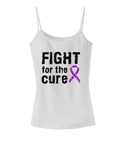 Fight for the Cure - Purple Ribbon Alzheimers Disease Spaghetti Strap Tank-Womens Spaghetti Strap Tanks-TooLoud-White-X-Small-Davson Sales