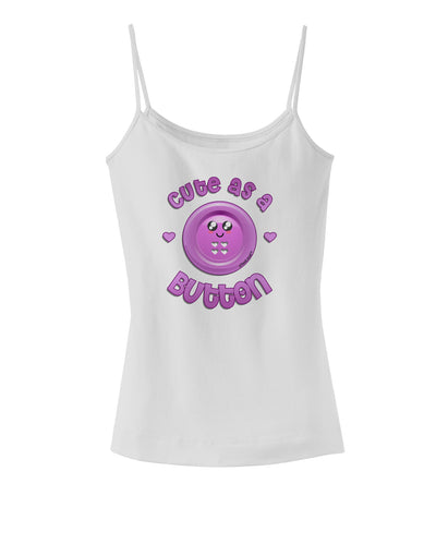 Cute As A Button Smiley Face Spaghetti Strap Tank-Womens Spaghetti Strap Tanks-TooLoud-White-X-Small-Davson Sales