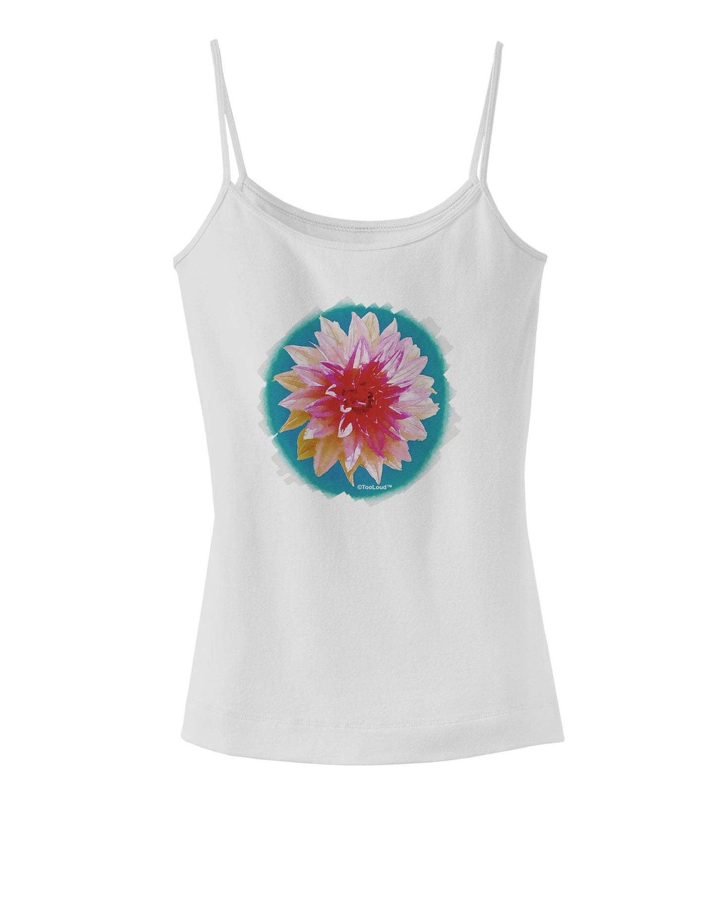 Watercolor Flower Spaghetti Strap Tank-Womens Spaghetti Strap Tanks-TooLoud-White-X-Small-Davson Sales