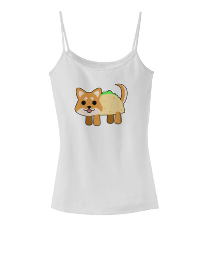 Cute Taco Dog Spaghetti Strap Tank-Womens Spaghetti Strap Tanks-TooLoud-White-X-Small-Davson Sales