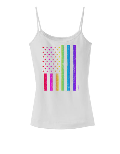 American Pride - Rainbow Flag Spaghetti Strap Tank-Womens Spaghetti Strap Tanks-TooLoud-White-X-Small-Davson Sales