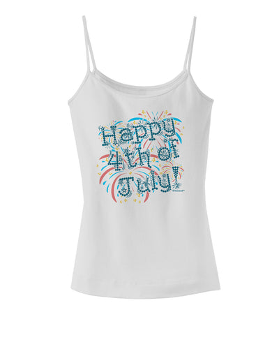 Happy 4th of July - Fireworks Design Spaghetti Strap Tank-Womens Spaghetti Strap Tanks-TooLoud-White-X-Small-Davson Sales