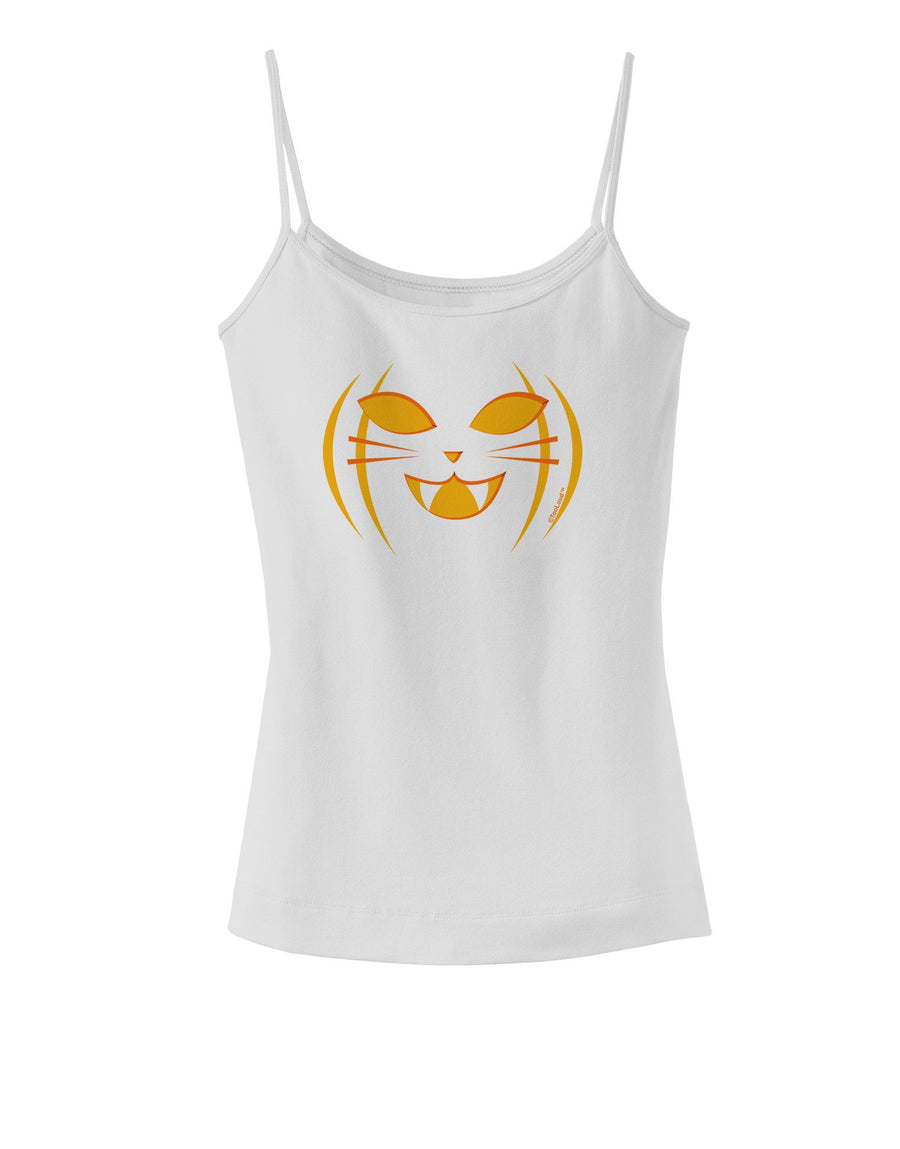 Cat-O-Lantern Spaghetti Strap Tank-Womens Spaghetti Strap Tanks-TooLoud-White-XX-Large-Davson Sales