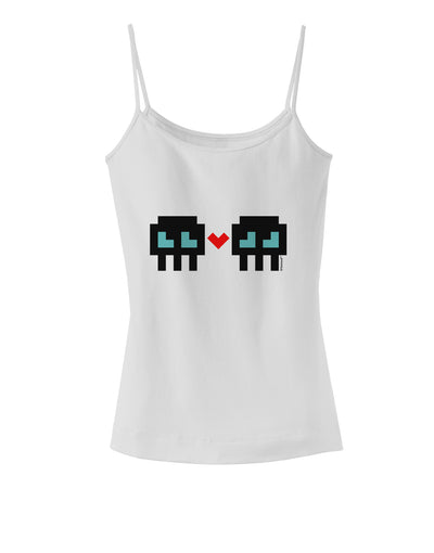 8-Bit Skull Love - Boy and Boy Spaghetti Strap Tank-Womens Spaghetti Strap Tanks-TooLoud-White-X-Small-Davson Sales