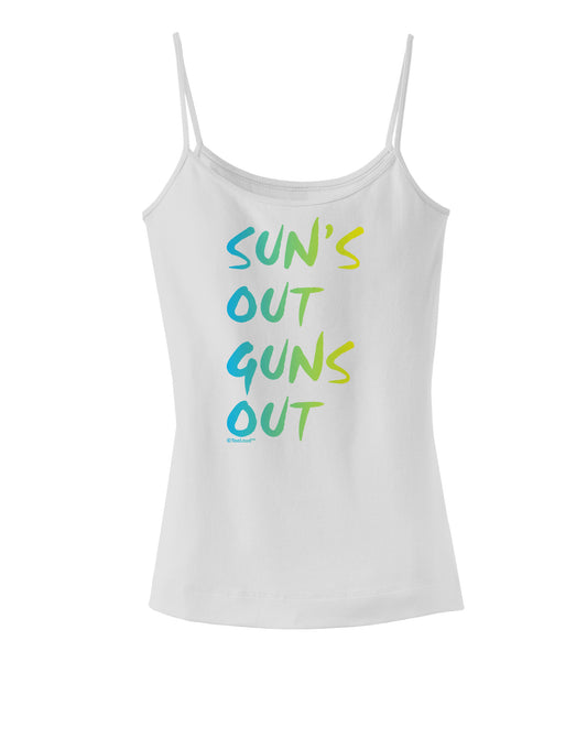 Suns Out Guns Out - Gradient Colors Spaghetti Strap Tank-Womens Spaghetti Strap Tanks-TooLoud-White-X-Small-Davson Sales