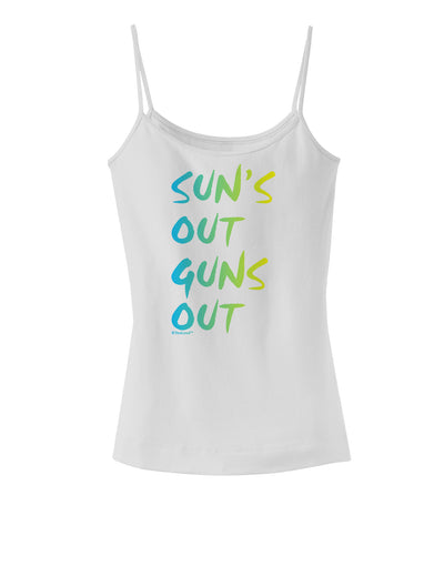 Suns Out Guns Out - Gradient Colors Spaghetti Strap Tank-Womens Spaghetti Strap Tanks-TooLoud-White-X-Small-Davson Sales