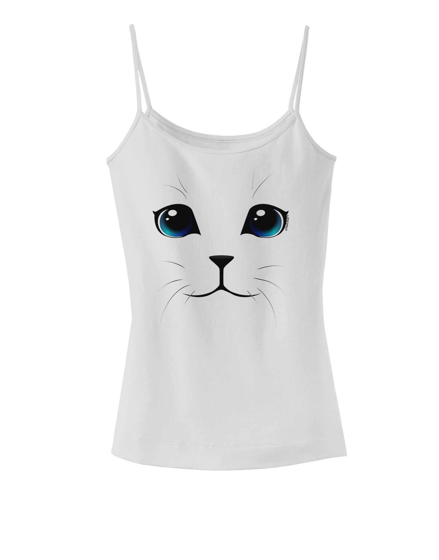 Blue-Eyed Cute Cat Face Spaghetti Strap Tank-Womens Spaghetti Strap Tanks-TooLoud-White-X-Small-Davson Sales